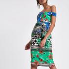 River Island Womens Blossom Print Bardot Midi Dress