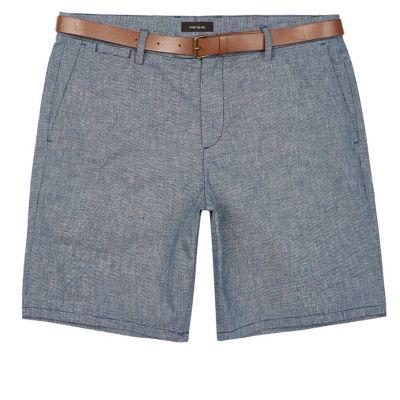 River Island Mens Slim Fit Belted Bermuda Shorts