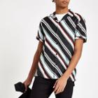 River Island Mens Diagonal Stripe Short Sleeve Shirt
