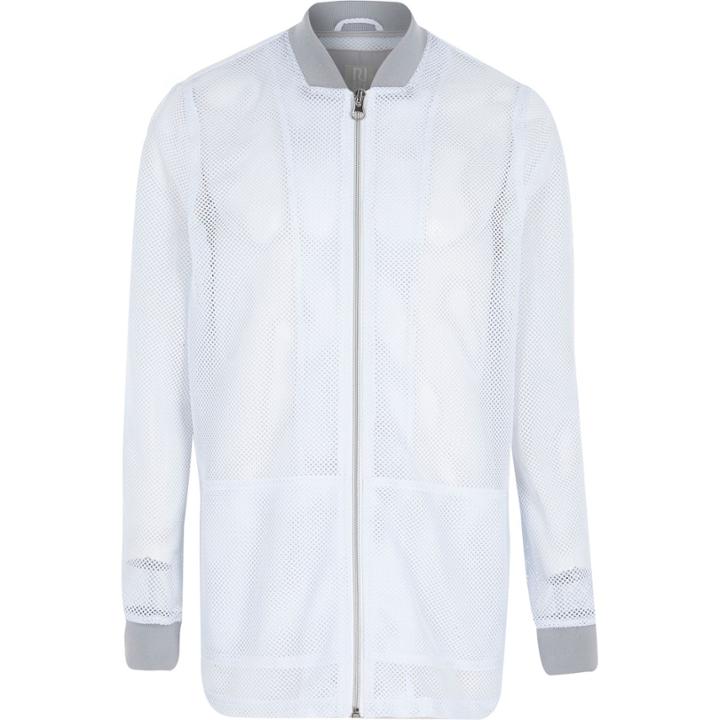 River Island Menswhite Ri Studio Mesh Bomber Jacket