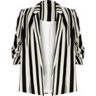 River Island Womens Stripe Ruched Sleeve Blazer