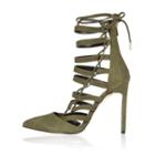 River Island Womens Leather Strappy Lace-up Heels