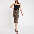 River Island Womens Leopard Print Pencil Skirt
