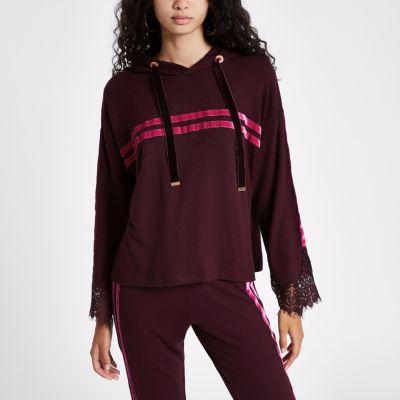 River Island Womens Tape Side Lace Sleeve Hoodie