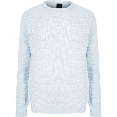 River Island Mens Textured Slim Fit Crew Neck Jumper