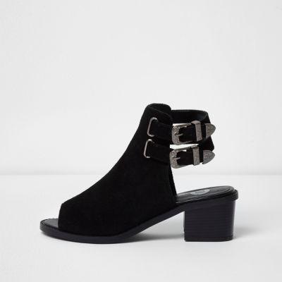 River Island Womens Suede Western Style Peep Toe Shoe Boot