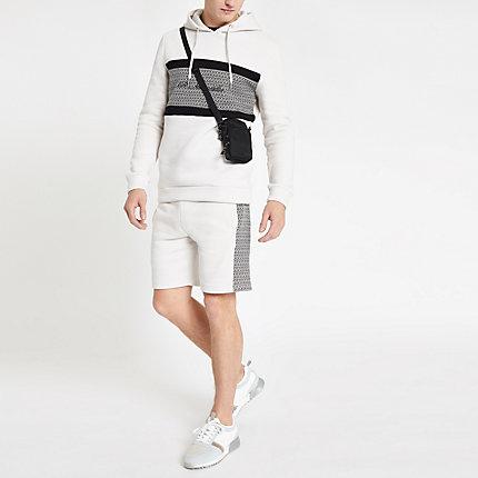 River Island Mens R96 Ri Monogram Slim Fit Hoodie