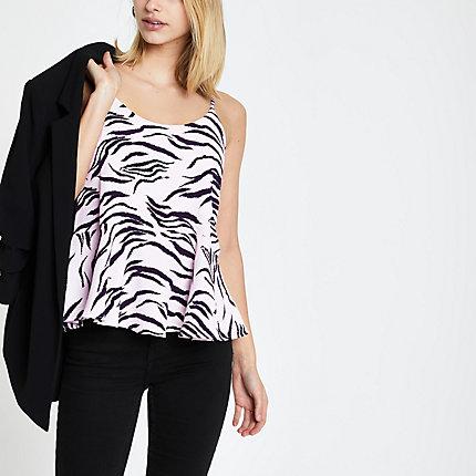 River Island Womens Zebra Print Peplum Cami Top