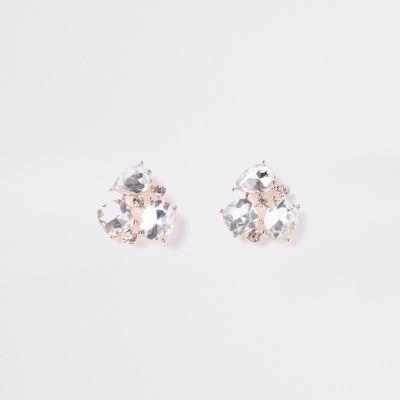 River Island Womens Rose Gold Jewel Cluster Stud Earrings