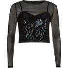River Island Womens Mesh Sequin Layered Top