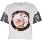 River Island Womens White 'bad Decisions' Sequin Sleeve T-shirt