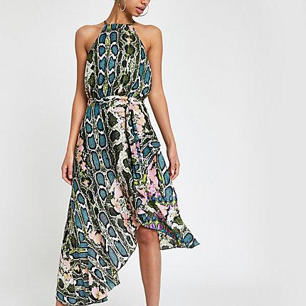 River Island Womens Forever Unique Snake Tie Midi Dress