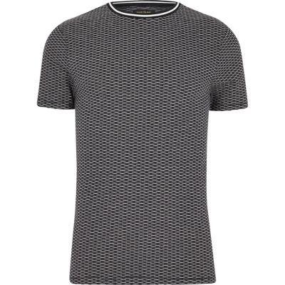 River Island Mens Tipped Jacquard Slim Fit T-shirt
