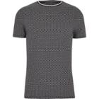 River Island Mens Tipped Jacquard Slim Fit T-shirt