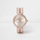 River Island Womens Rose Gold Tone Diamant Watch