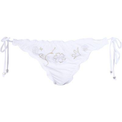 River Island Womens White 3d Embroidered Bikini Bottoms
