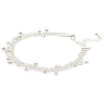River Island Womens Silver Tone Gem Anklet