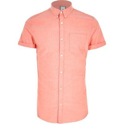 River Island Mens Short Sleeve Button-down Oxford Shirt