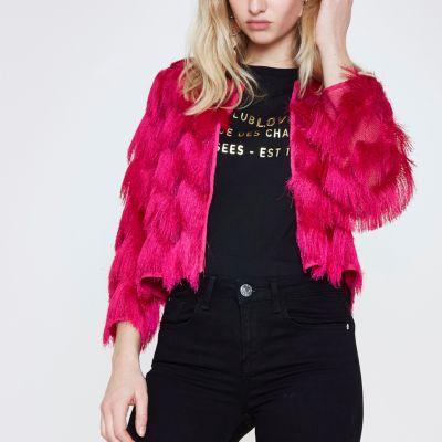 River Island Womens Fringe Short Jacket