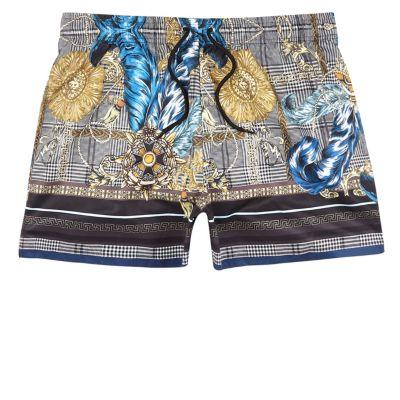 River Island Mens Check Print Swim Shorts