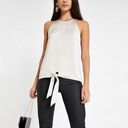 River Island Womens Loose Fit Tie Knot Front Top