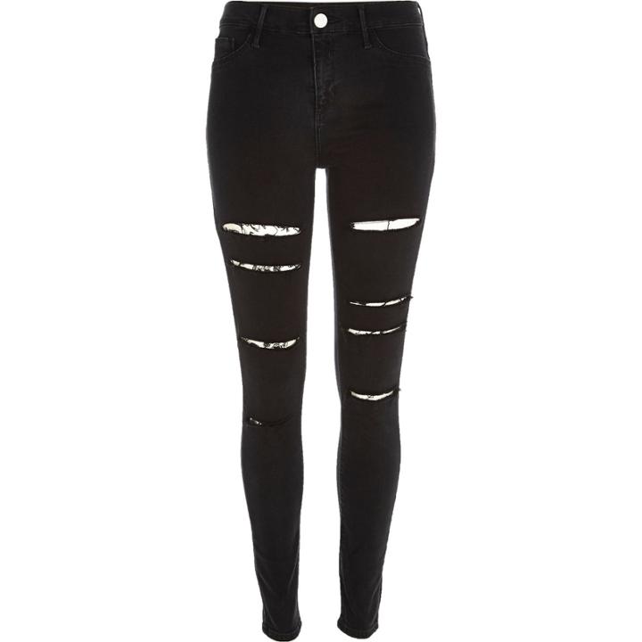 River Island Womens Ripped High Waisted Molly Jeggings