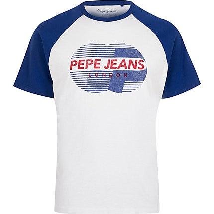 River Island Mens Pepe Jeans White Contrast T-shirt