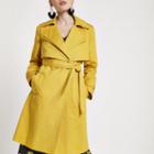 River Island Womens Petite Yellow Belted Trench Coat