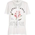 River Island Womens White 'amour' D-ring Neck Boyfriend T-shirt