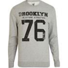 River Island Mensgrey Brooklyn Athletic Print Sweatshirt