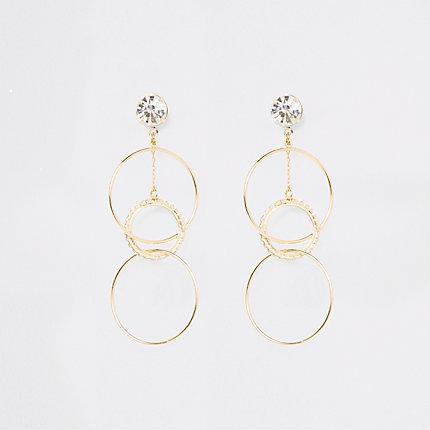 River Island Womens Gold Tone Diamante Interlinked Drop Earrings
