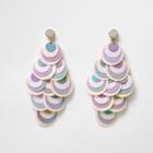 River Island Womens White Iridescent Sequin Drop Earrings