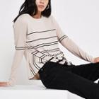 River Island Womens Knit Stripe Twist Front Sweater