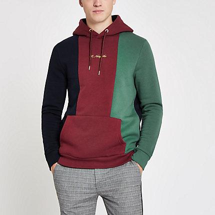 River Island Mens R96 Block Slim Fit Hoodie