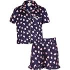 River Island Womens Girls Heart Print Pyjama Set