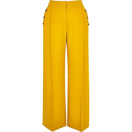 River Island Womens Petite Button Wide Leg Trousers
