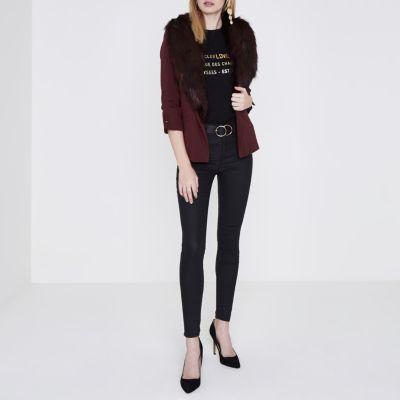 River Island Womens Faux Fur Collar Blazer
