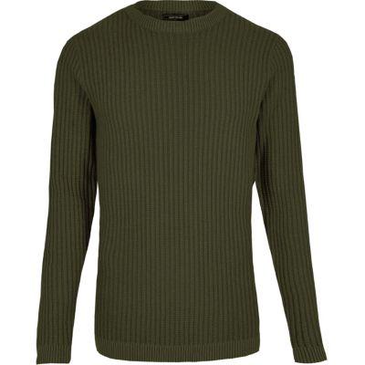 River Island Mens Ribbed Slim Fit Sweater