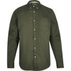 River Island Mens Olive Twill Button-down Shirt