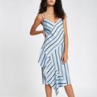 River Island Womens Stripe Satin Frill Hem Slip Dress