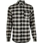 River Island Mensblack Casual Check Flannel Slim Shirt
