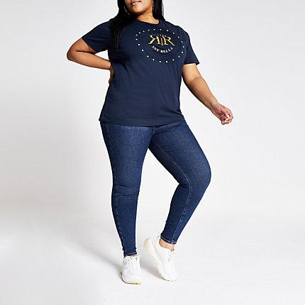 River Island Womens Plus Ri Diamante T-shirt