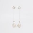 River Island Womens Silver Tone Diamante Orb Drop Earrings