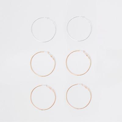 River Island Womens Mixed Metal Hoop Earring Multipack