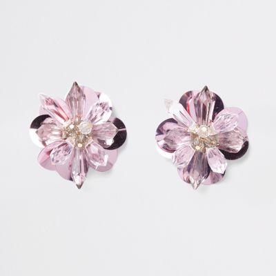 River Island Womens Bead And Sequin 3d Flower Stud Earrings