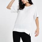River Island Womens White Sheer Hem T-shirt