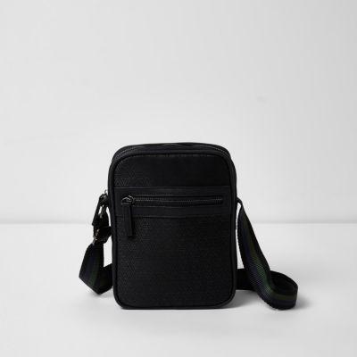 River Island Mens Geo Embossed Cross Body Flight Bag