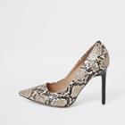 River Island Womens Wide Fit Snake Print Court Shoes