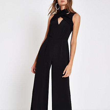 River Island Womens Wrap Front High Neck Jumpsuit