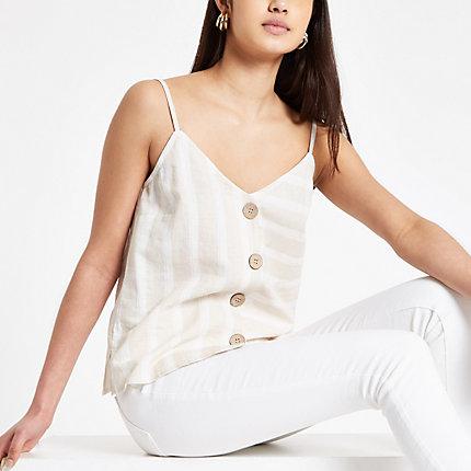 River Island Womens Stripe Button Front Tank Top